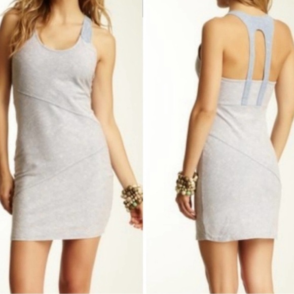 Free People Mini Bodycon Stretchy Denim Look Dress Size S - Picture 2 of 9